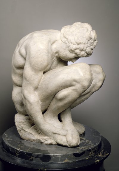 しゃがむ少年、1530-34年頃（大理石）（73704も参照） 作： Michelangelo Buonarroti